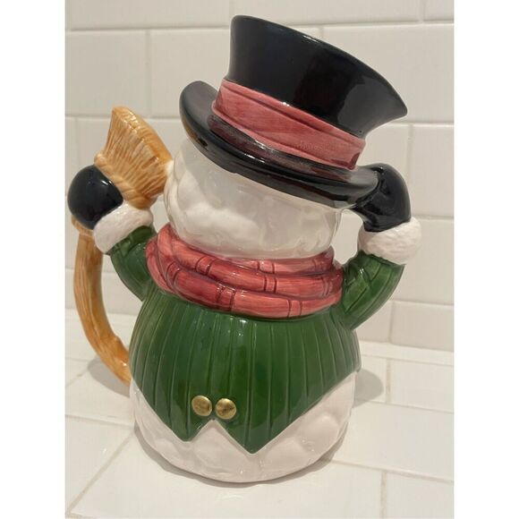 Vintage Fitz and Floyd Snowman Holiday Pitcher (original box) - Picture 3 of 8
